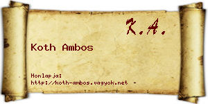 Koth Ambos névjegykártya